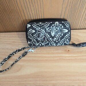 Vera Bradley Retired Wristlet Wrap Zip Wallet ID Bag- Barcelona Black and White